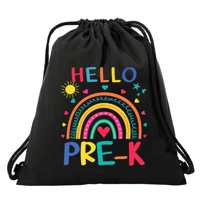 HELLO PRE-K First Day Of School Outfit Girl Drawstring Bag