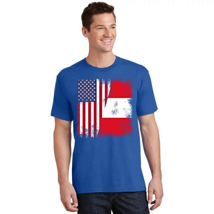 Half Peruvian Flag Vintage Peru Usa Gift T-Shirt