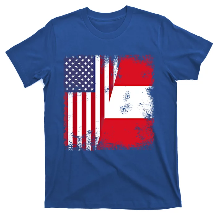 Half Peruvian Flag Vintage Peru Usa Gift T-Shirt