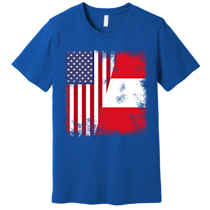 Half Peruvian Flag Vintage Peru Usa Gift Premium T-Shirt