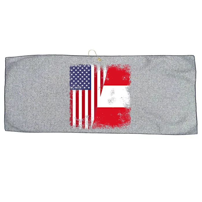 Half Peruvian Flag Vintage Peru Usa Gift Large Microfiber Waffle Golf Towel