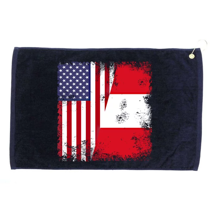 Half Peruvian Flag Vintage Peru Usa Gift Grommeted Golf Towel