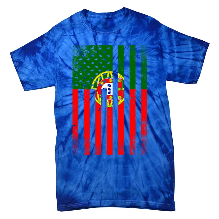 Half Portuguese Flag Vintage American Inside Me Usa Gift Tie-Dye T-Shirt