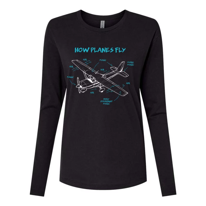 How Planes Fly Funny Aviation Gift RC Plane Pilot Womens Cotton Relaxed Long Sleeve T-Shirt