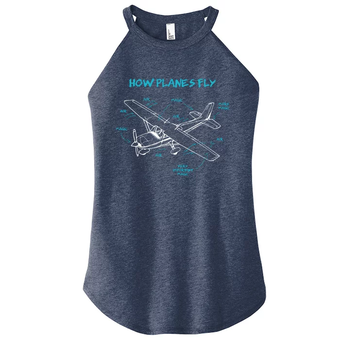 How Planes Fly Funny Aviation Gift RC Plane Pilot Women’s Perfect Tri Rocker Tank