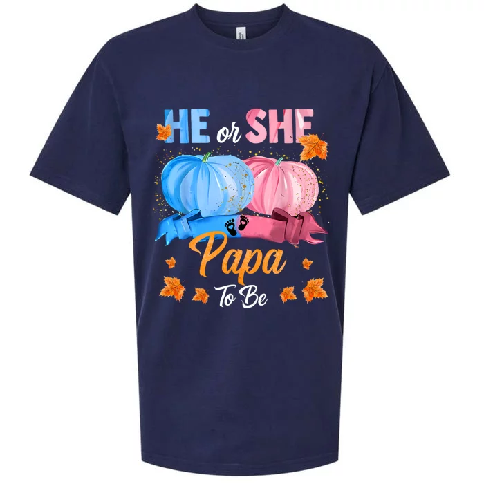 Halloween Pumpkin Gender Reveal He Or She Papa To Be Sueded Cloud Jersey T-Shirt