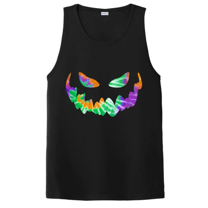 Halloween Pumpkin Green Orange Purple Tie Dye Face Performance Tank