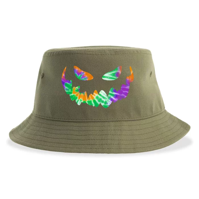 Halloween Pumpkin Green Orange Purple Tie Dye Face Sustainable Bucket Hat