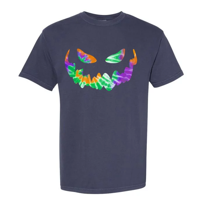 Halloween Pumpkin Green Orange Purple Tie Dye Face Garment-Dyed Heavyweight T-Shirt