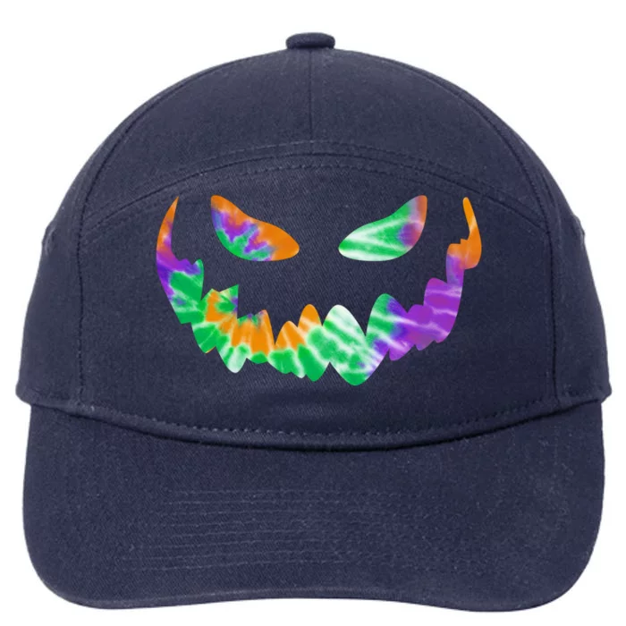 Halloween Pumpkin Green Orange Purple Tie Dye Face 7-Panel Snapback Hat