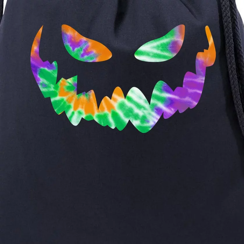 Halloween Pumpkin Green Orange Purple Tie Dye Face Drawstring Bag