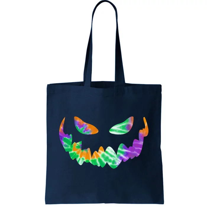 Halloween Pumpkin Green Orange Purple Tie Dye Face Tote Bag