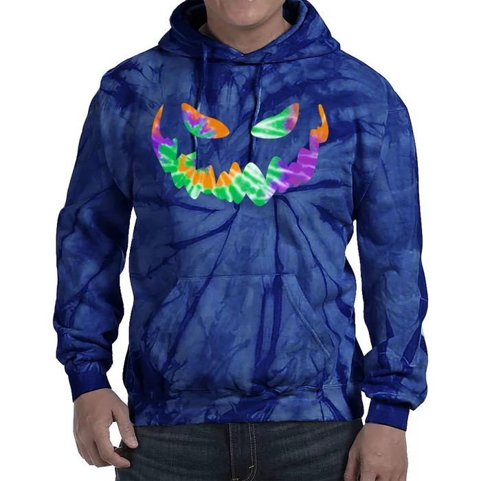 Halloween Pumpkin Green Orange Purple Tie Dye Face Tie Dye Hoodie