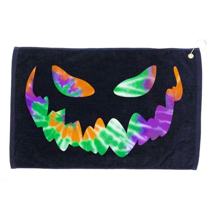 Halloween Pumpkin Green Orange Purple Tie Dye Face Grommeted Golf Towel