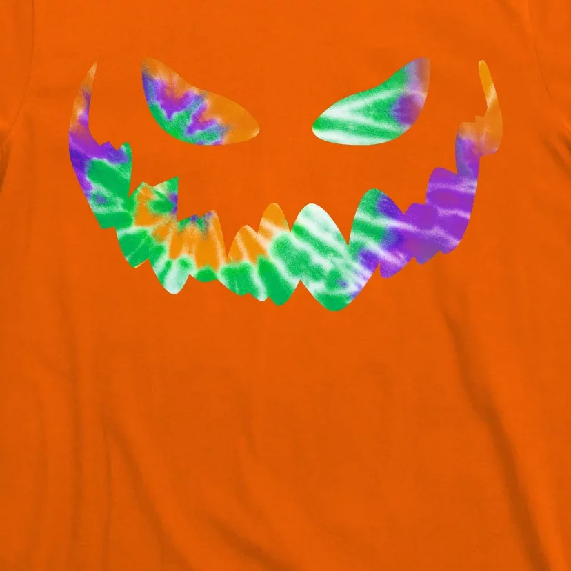 Halloween Pumpkin Green Orange Purple Tie Dye Face T-Shirt