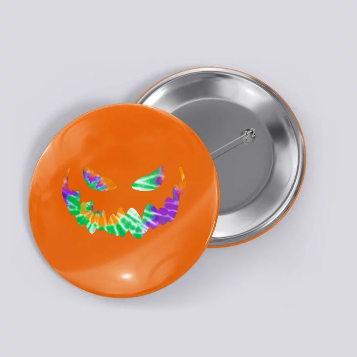 Halloween Pumpkin Green Orange Purple Tie Dye Face Button