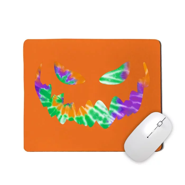 Halloween Pumpkin Green Orange Purple Tie Dye Face Mousepad