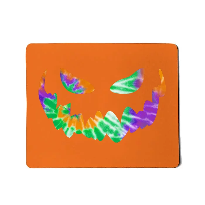 Halloween Pumpkin Green Orange Purple Tie Dye Face Mousepad