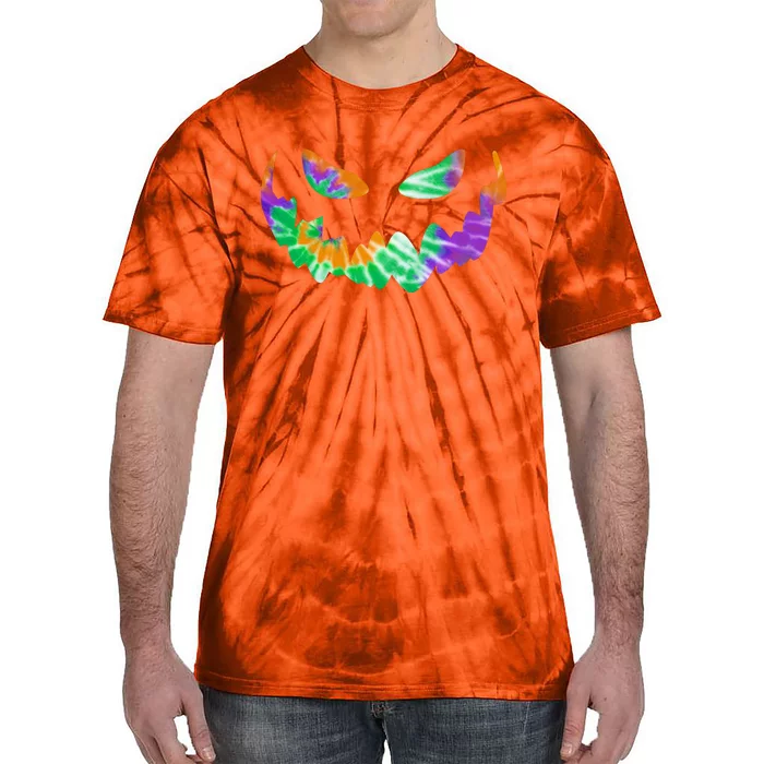 Halloween Pumpkin Green Orange Purple Tie Dye Face Tie-Dye T-Shirt