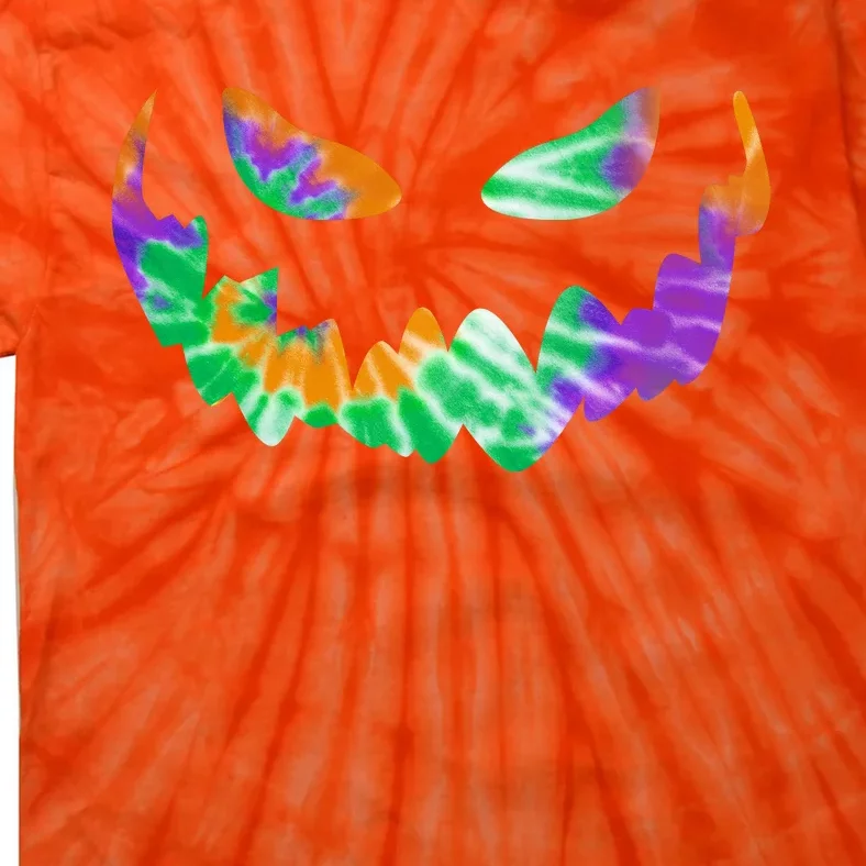 Halloween Pumpkin Green Orange Purple Tie Dye Face Tie-Dye T-Shirt