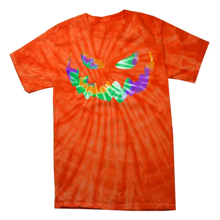 Halloween Pumpkin Green Orange Purple Tie Dye Face Tie-Dye T-Shirt