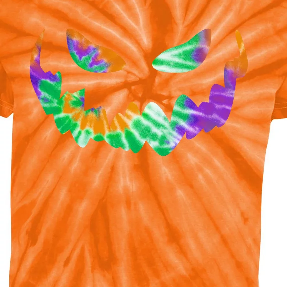 Halloween Pumpkin Green Orange Purple Tie Dye Face Kids Tie-Dye T-Shirt