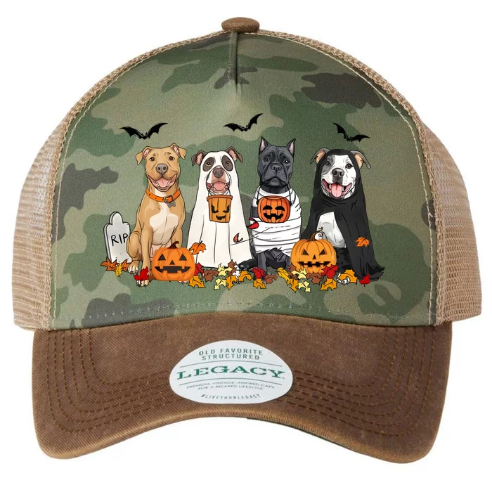 Halloween Pitbull Ghost Dogs Lover Legacy Tie Dye Trucker Hat