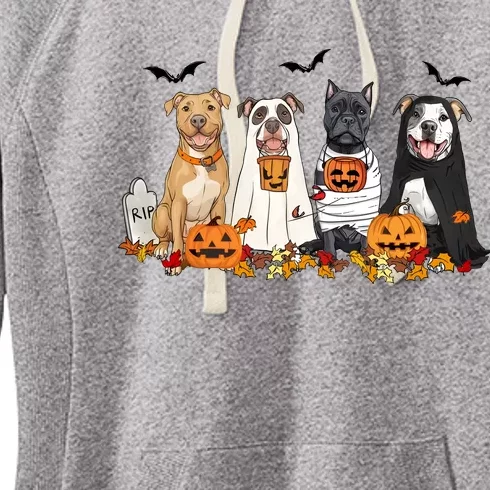 Halloween Pitbull Ghost Dogs Lover Women's Fleece Hoodie