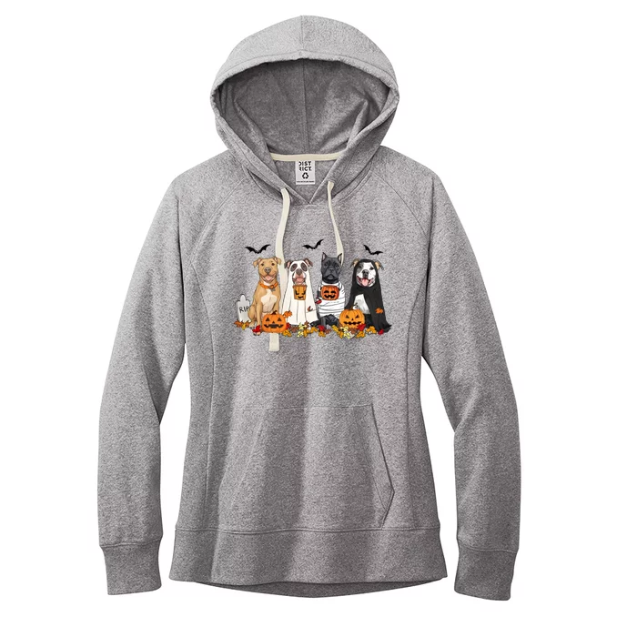 Halloween Pitbull Ghost Dogs Lover Women's Fleece Hoodie