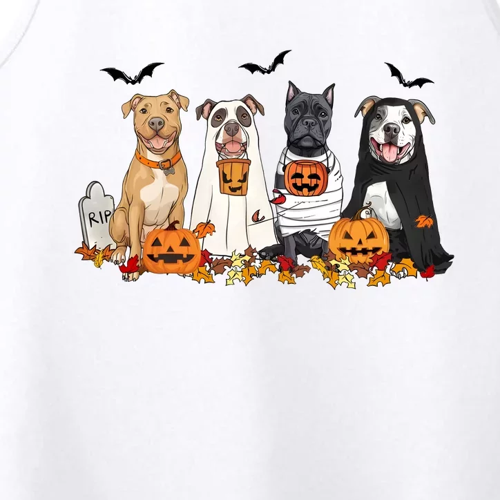 Halloween Pitbull Ghost Dogs Lover Performance Tank