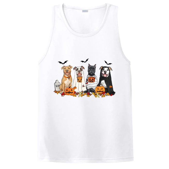 Halloween Pitbull Ghost Dogs Lover Performance Tank