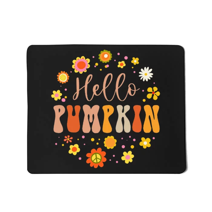 Hello Pumpkin Groovy Design Autumn Fall Lover Thanksgiving Mousepad