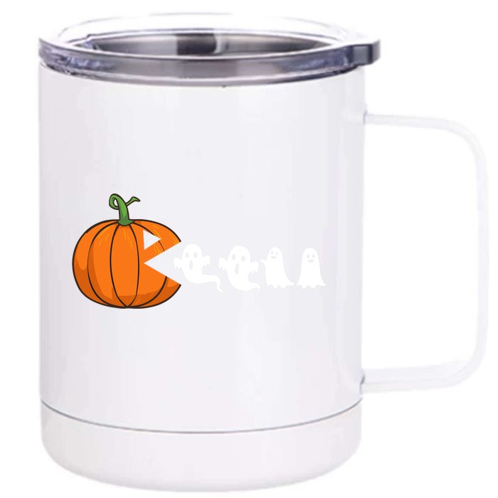 Halloween Pumpkin Ghost Tees For Funny Gamer Front & Back 12oz Stainless Steel Tumbler Cup