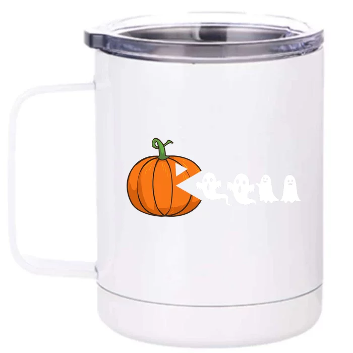 Halloween Pumpkin Ghost Tees For Funny Gamer Front & Back 12oz Stainless Steel Tumbler Cup