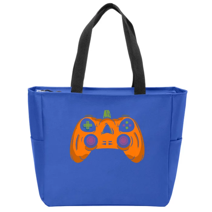 Halloween Pumpkin Gaming Controller Halloween Video Game Gift Zip Tote Bag