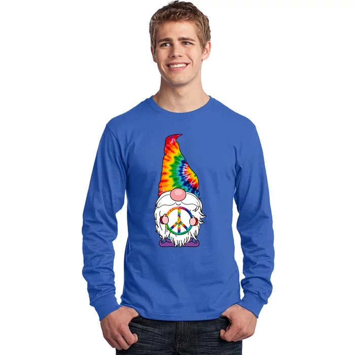 Hippie Peace Gnome Tie Dye Graphic Gift Tall Long Sleeve T-Shirt