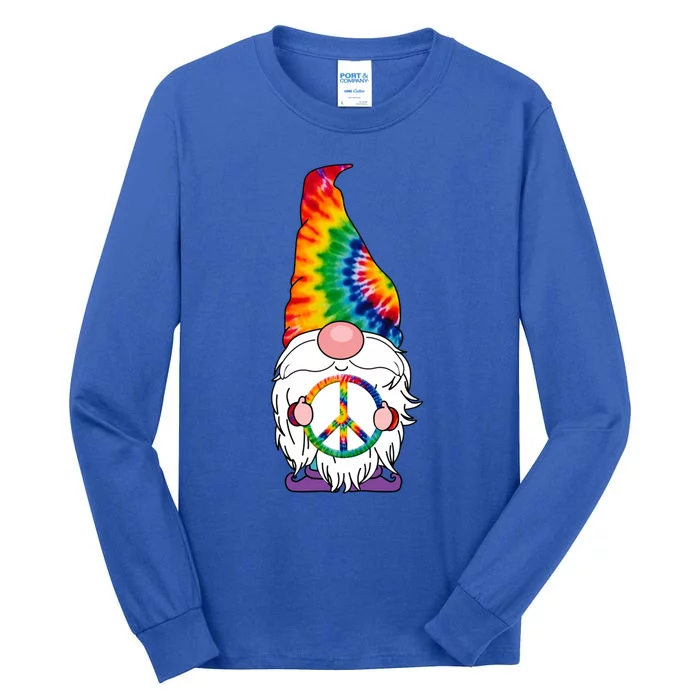 Hippie Peace Gnome Tie Dye Graphic Gift Tall Long Sleeve T-Shirt