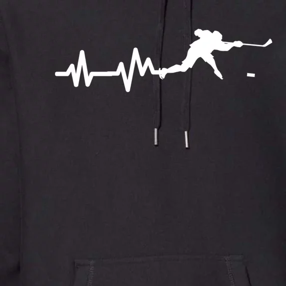 Hockey Player Heartbeat Ice Hockey Gift Meaningful Gift Premium Hoodie