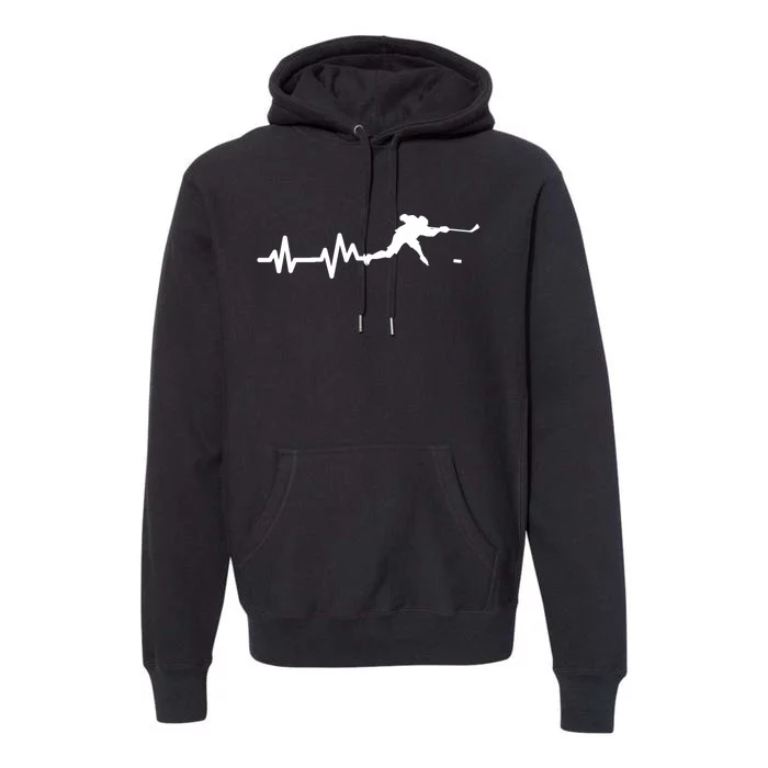 Hockey Player Heartbeat Ice Hockey Gift Meaningful Gift Premium Hoodie