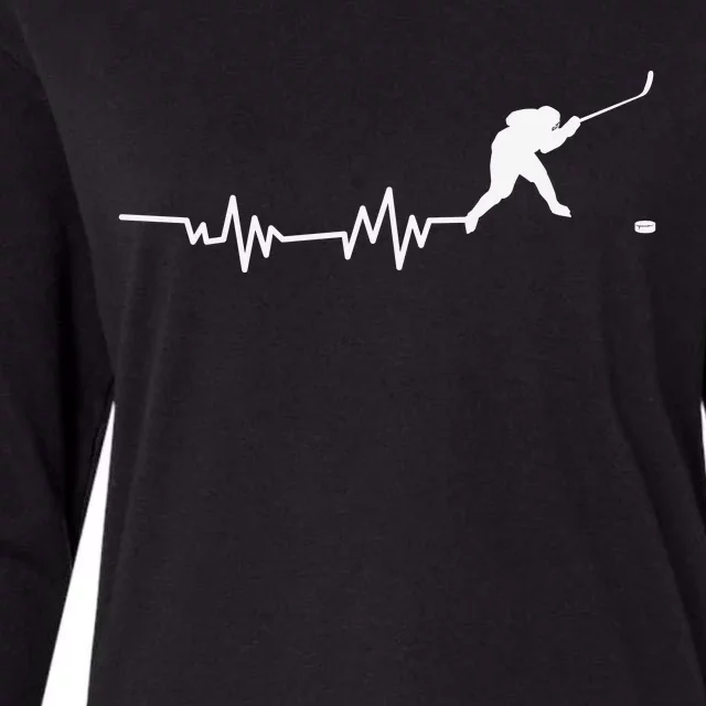 Hockey Player Heartbeat Ice Hockey Gift Womens Cotton Relaxed Long Sleeve T-Shirt