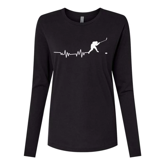 Hockey Player Heartbeat Ice Hockey Gift Womens Cotton Relaxed Long Sleeve T-Shirt