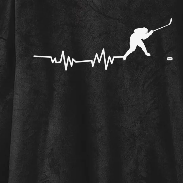 Hockey Player Heartbeat Ice Hockey Gift Hooded Wearable Blanket