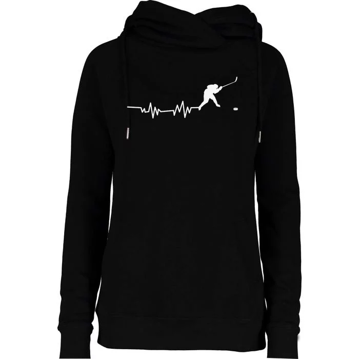 Hockey Player Heartbeat Ice Hockey Gift Womens Funnel Neck Pullover Hood