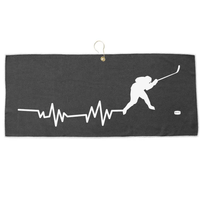 Hockey Player Heartbeat Ice Hockey Gift Large Microfiber Waffle Golf Towel