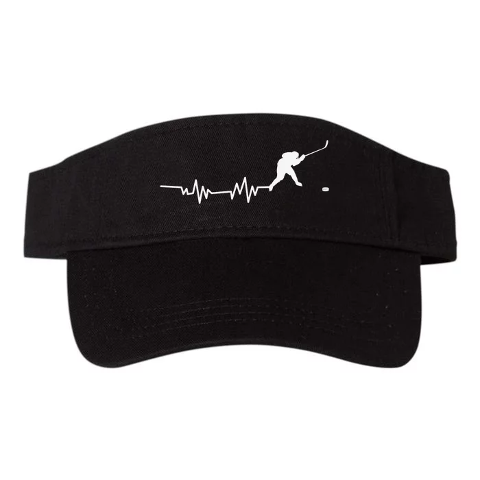 Hockey Player Heartbeat Ice Hockey Gift Valucap Bio-Washed Visor