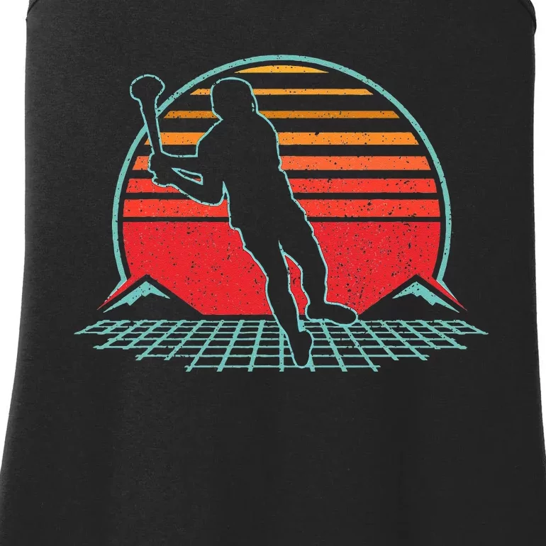 Hurling Player Hurler Retro Vintage 80s Irish Gaelic Sport Ladies Essential Tank