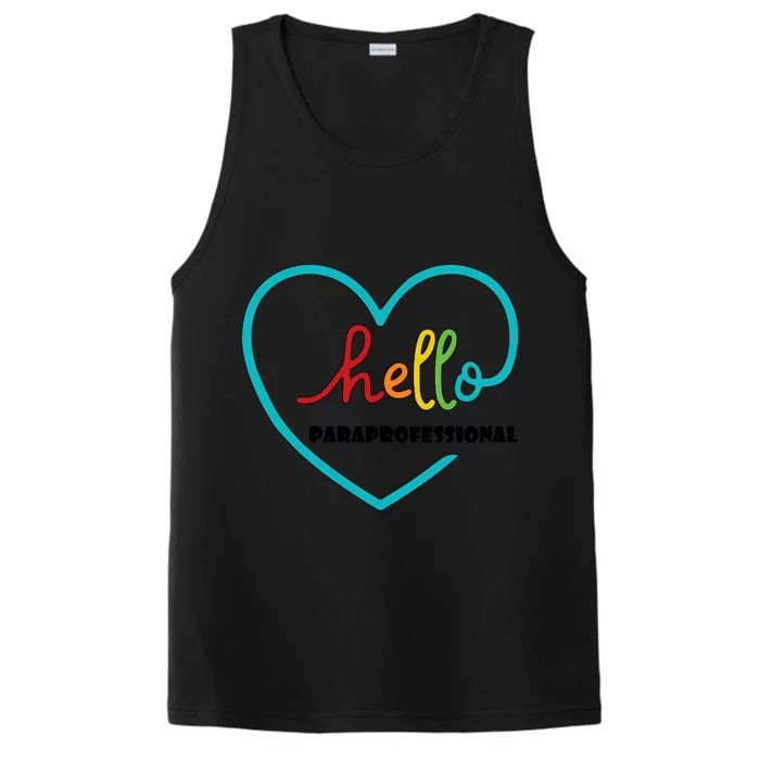 Hello Paraprofessional Heart Paraprofessional Valentine's Gift Performance Tank