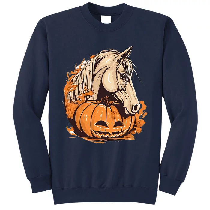 Horse Pumpkin Halloween Costume Horseback Riding Equestrian Tall Sweatshirt