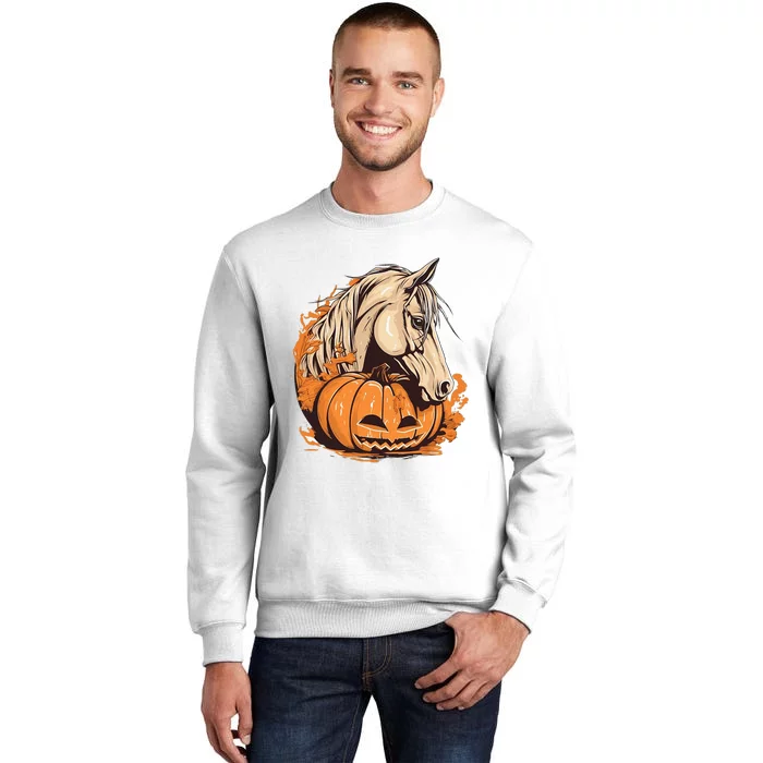 Horse Pumpkin Halloween Costume Horseback Riding Equestrian Sweatshirt