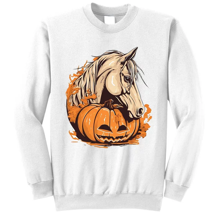 Horse Pumpkin Halloween Costume Horseback Riding Equestrian Sweatshirt